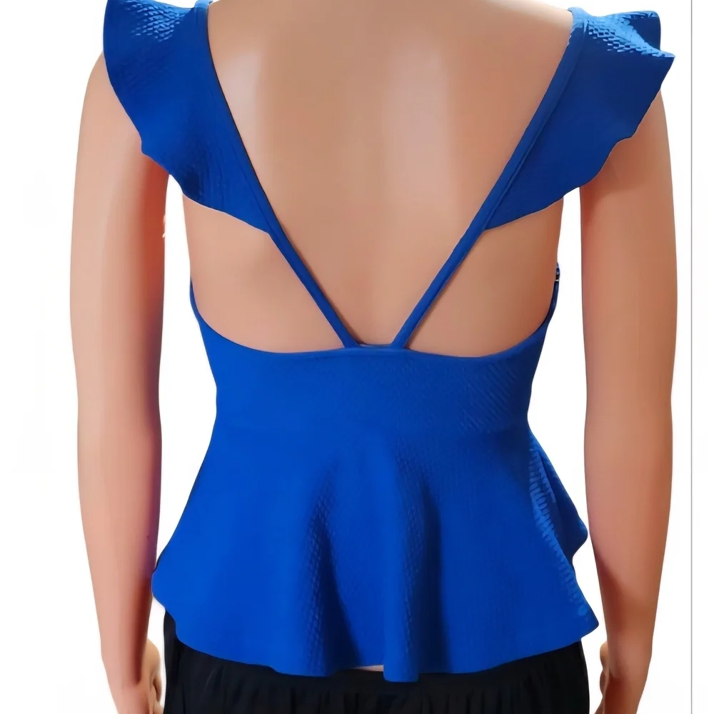 Love Culture Royal Blue Peplum Blouse - Picture 5 of 6